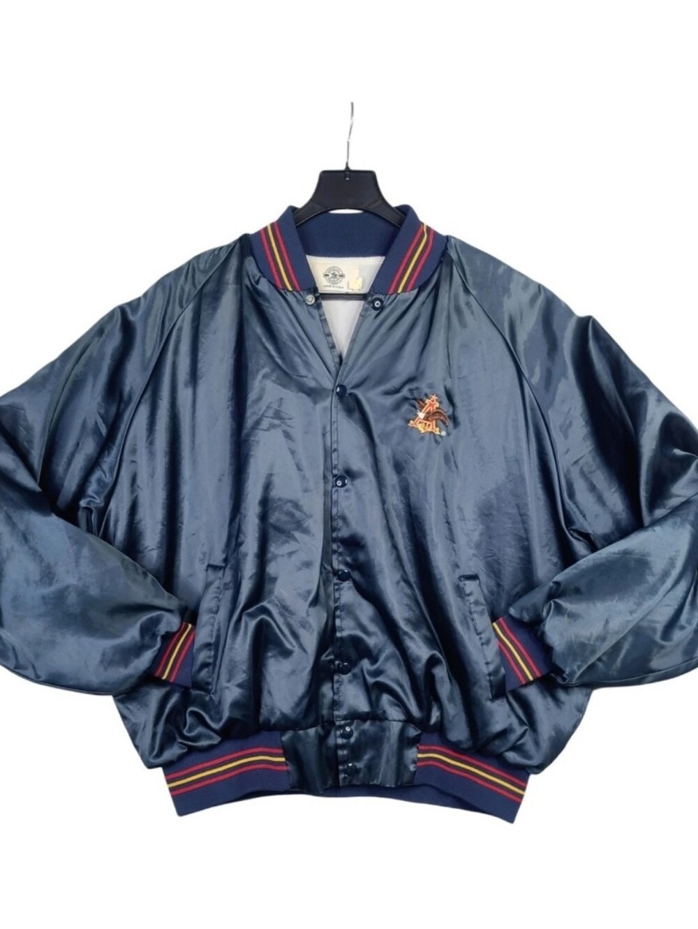 Vintage 80s Authentic Anheuser Busch Beer Employee Satin Varsity Jacket Size 2XL